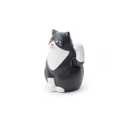 Kikkerland 4 in. H X 2 in. W X 2 in. L Black/White Poly Resin Iconic Japanese Lucky Solar Cat Figuri