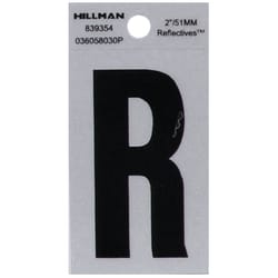 Hillman 2 in. Reflective Black Vinyl  Self-Adhesive Letter R 1 pc