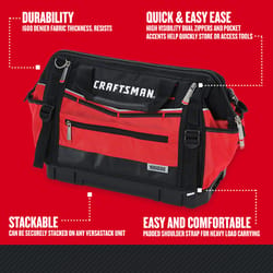 Craftsman 13 in. W X 9.75 in. H Wide Mouth Tool Bag 6 pocket Black/Red -  Ace Hardware