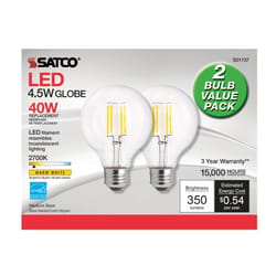 Satco . G25 E26 (Medium) LED Bulb Warm White 40 Watt Equivalence 2 pk