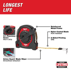 Milwaukee 100 ft. L X 1.5 in. W Closed Reel Long Tape Measure 1 pk