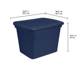 Sterilite 18 gal Blue Storage Tote 16.125 in. H X 18.375 in. W X 23.5 in. D Stackable