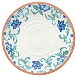 TarHong Multicolored Melamine Rio Turquoise Floral Dinner Plate 10.5 in. D 1 pc