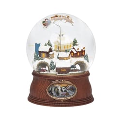 Roman Glitter Dome LED Multicolored Santa and Sleigh Table Decor 7.87 in.