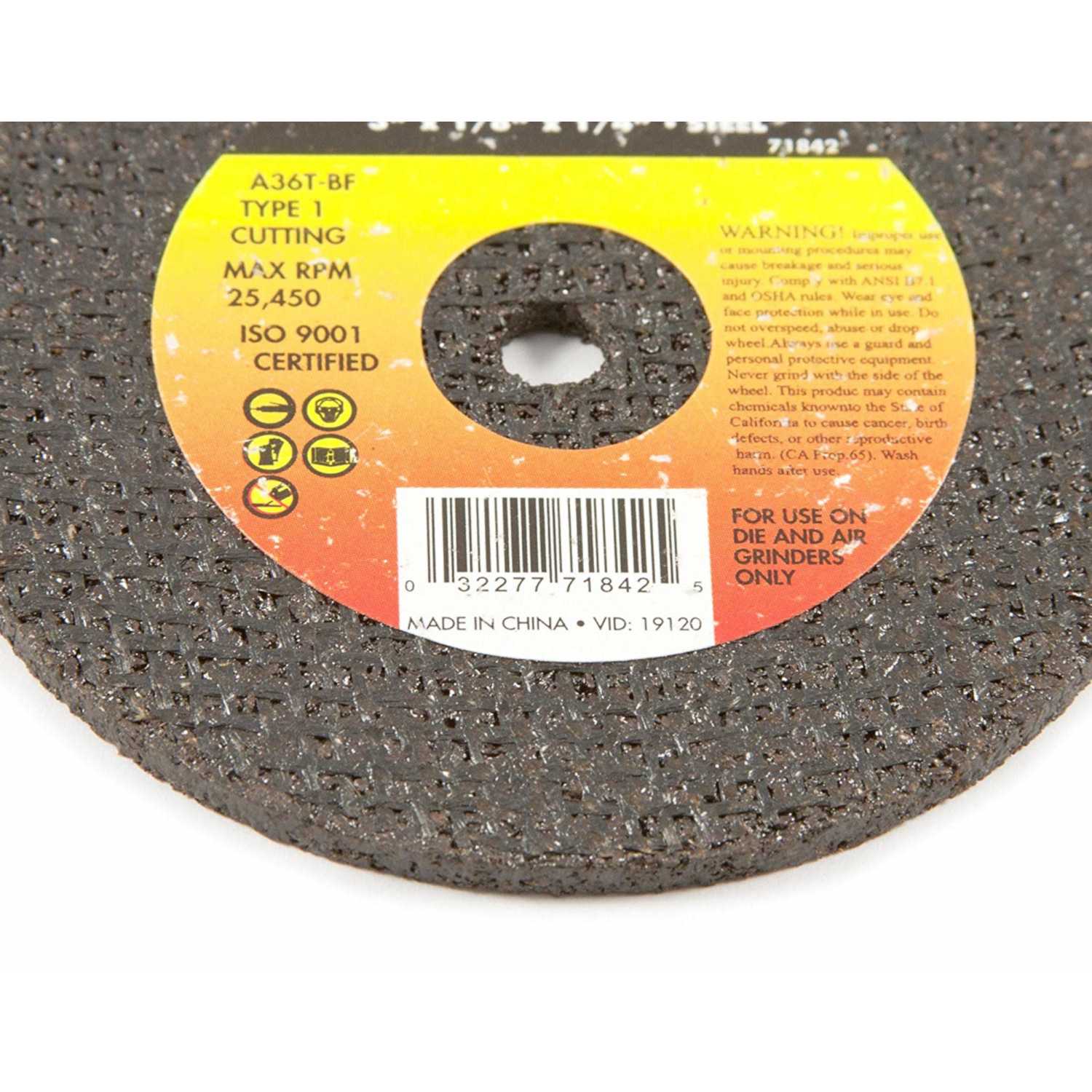 Forney 3 in. Dia. x 1/4 in. Aluminum Oxide Metal CutOff Wheel 1 pc