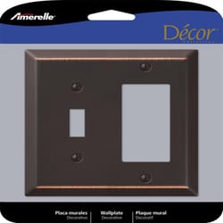 Amerelle Century Aged Bronze 2 gang Stamped Steel Decorator/Toggle Wall Plate 1 pk