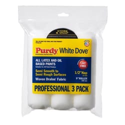 Purdy White Dove Woven Fabric 9 in. W X 1/2 in. Paint Roller Cover 3 pk