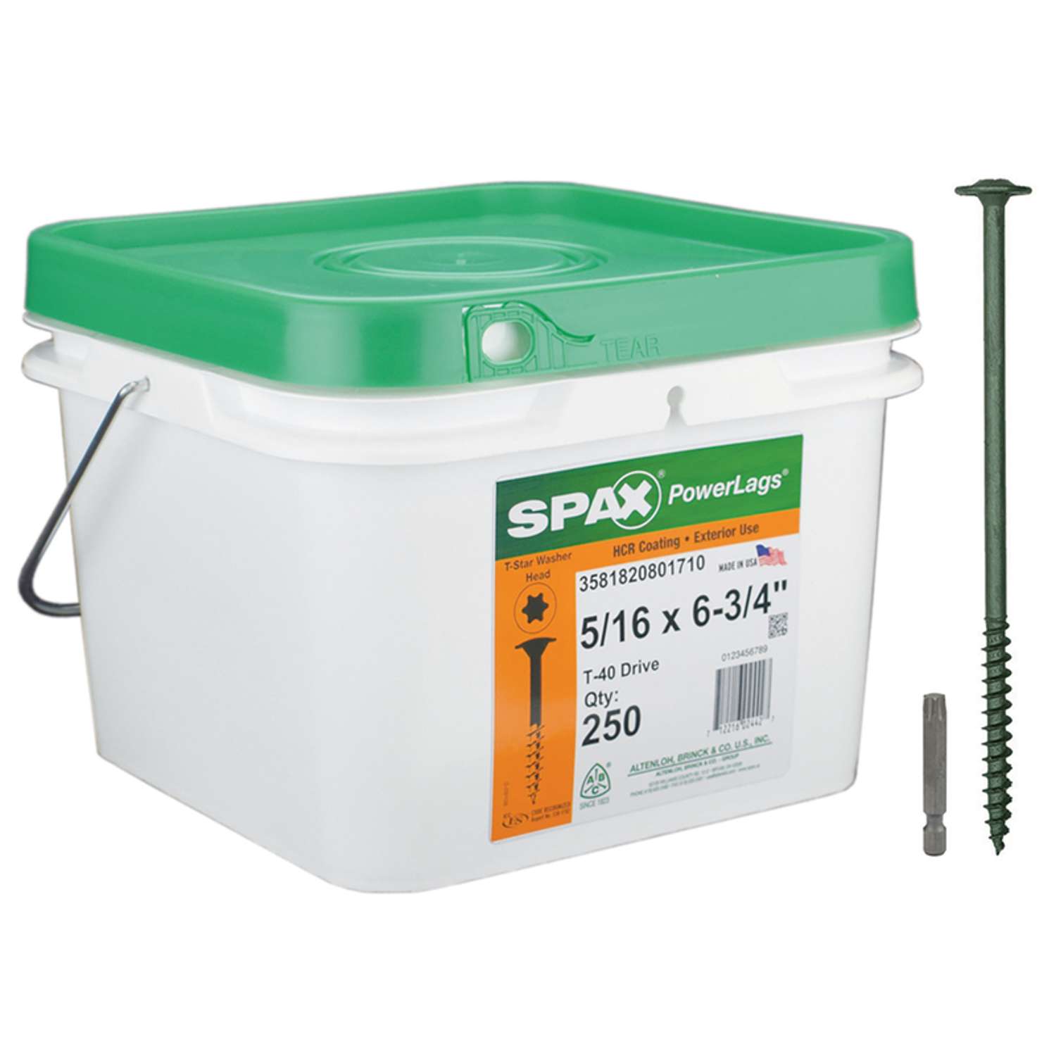 Spax Powerlags 5/16 in. in. X 6-3/4 in. L T-40 Washer Head Construction ...