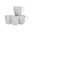 Layla 12 oz White Porcelain Square Mug Mug 4 pc