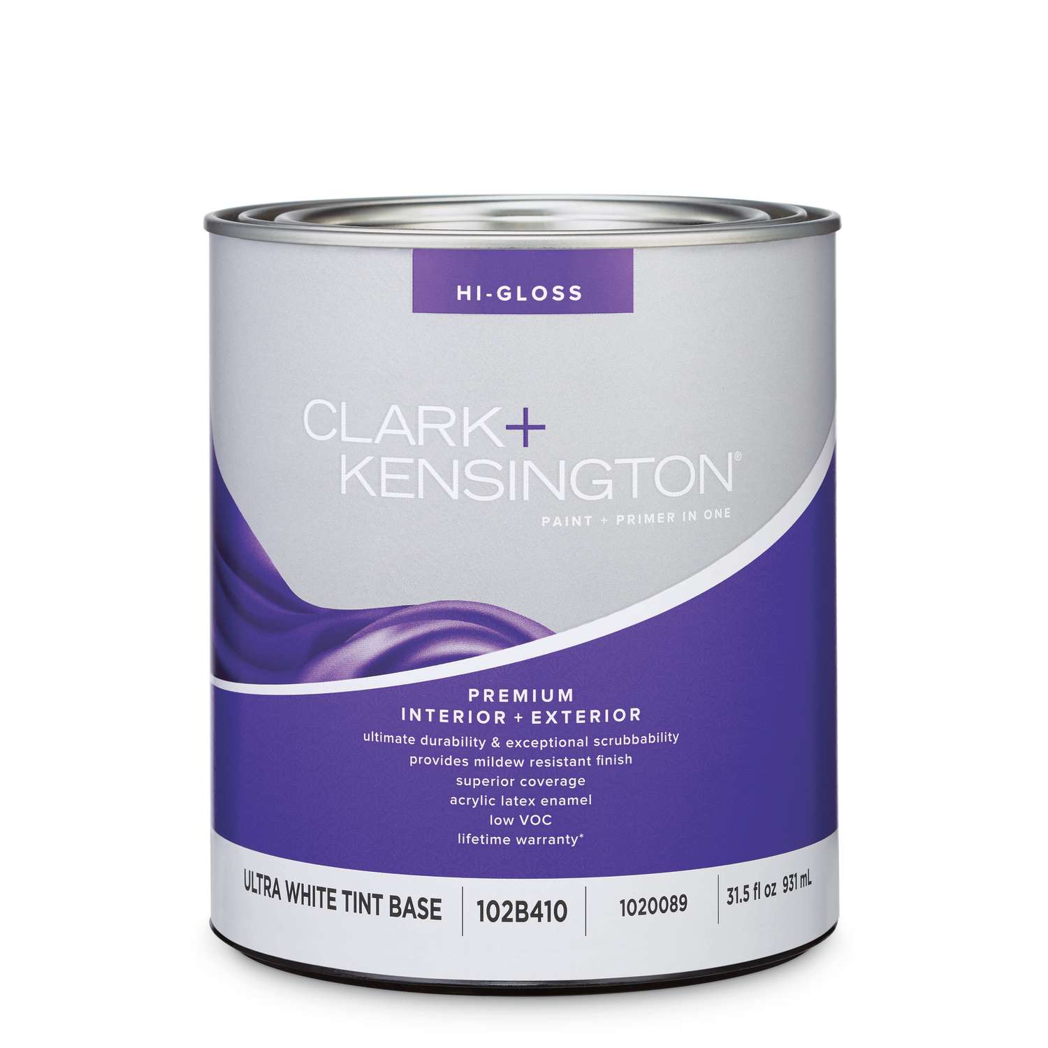 Clark+Kensington Hi-Gloss Tint Base Ultra White Base Acrylic Latex ...