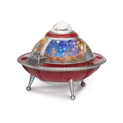 Roman Glitterdome Multicolored Musical Swirl UFO Ship santa & Reindeer Indoor Christmas Decor 8.75 i