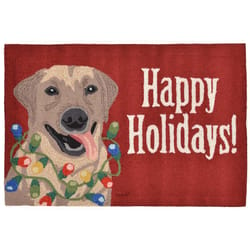 Liora Manne Frontporch 1.67 ft. W X 2.5 ft. L Multi-color Happy Holidays Polyester Accent Rug