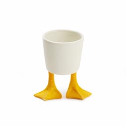 Kikkerland 2.55 in. H X 3.93 in. W X 3.93 in. D Ceramic Duck Feet Planter White