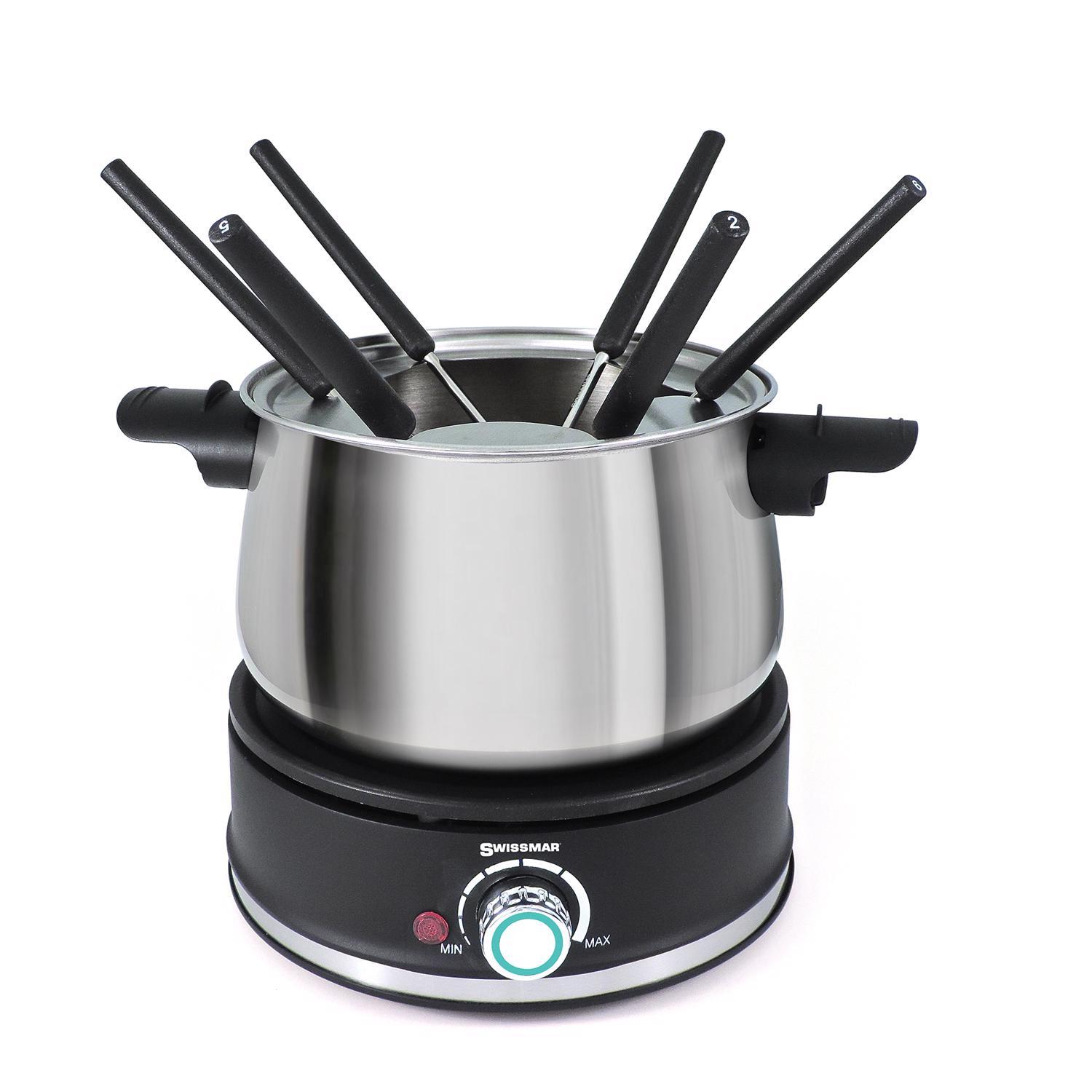 Swissmar Arolla Black/Silver 2.1 qt Stainless Steel Fondue Set Sansujyuku sansujyuku.com