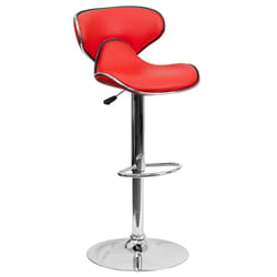 Flash Furniture Red Vinyl Swivel Contemporary Adjustable Barstooll