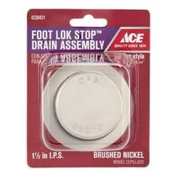 Ace Foot Lok Stop 1-1/2 in. Brushed Nickel Metal Drain Stopper