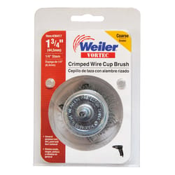 Weiler Vortec 1-3/4 in. D X 1/4 in. Coarse Steel Crimped Wire Cup Brush 4500 rpm 1 pc