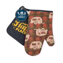 Camco Life is Better at the Campsite Red Plaid Cotton Oven Mitt/Pot Holder