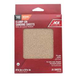 Ace 5-1/2 in. L X 4-1/2 in. W 100 Grit Aluminum Oxide 1/4 Sheet Sandpaper 25 pk