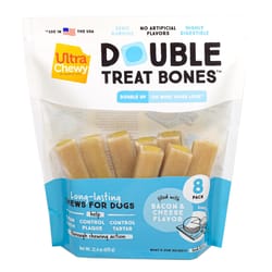 Ultra Chewy Double Treat Bone Bacon and Cheese Grain Free Chews For Dogs 22.4 oz 8 pk