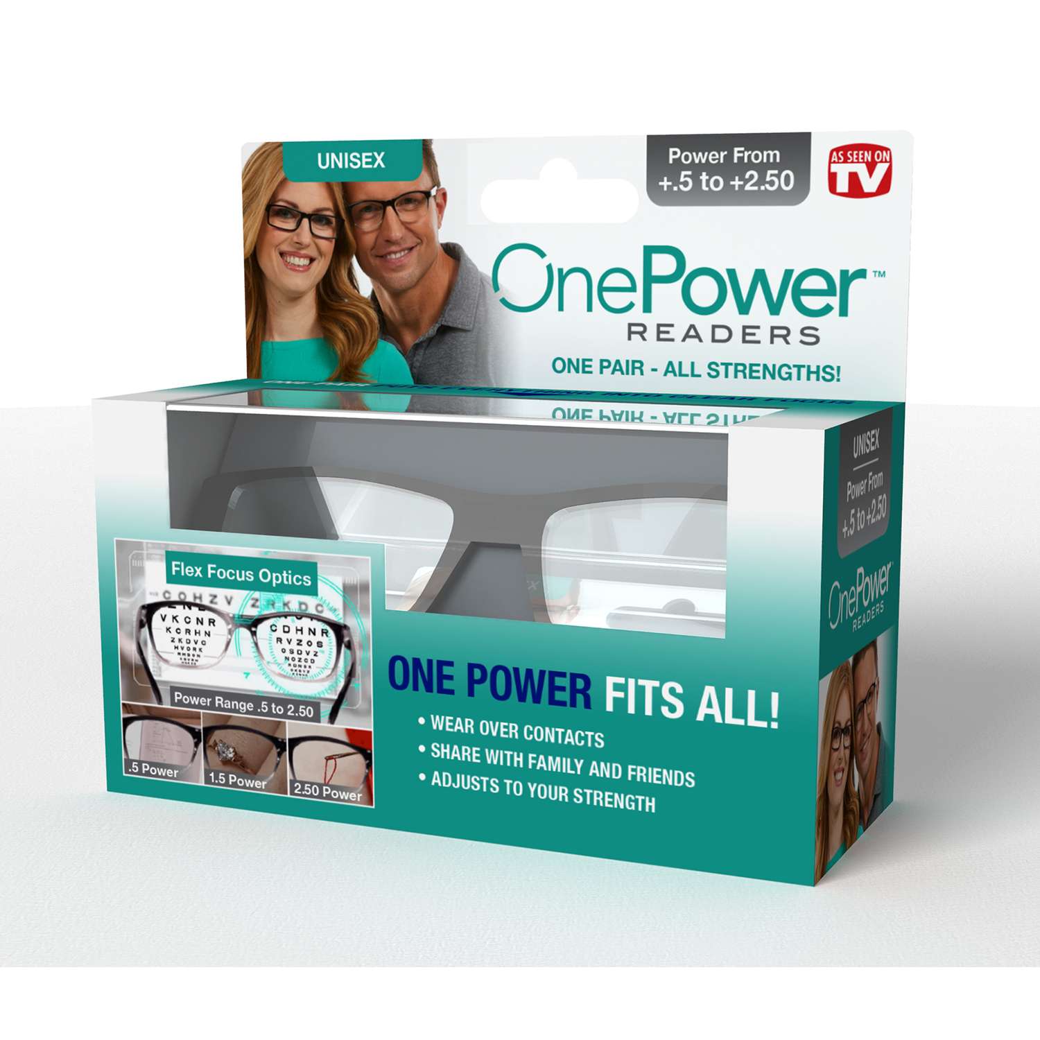 OnePower As Seen On TV Black Reading Glasses From +.5 +2.5 Ace Hardware