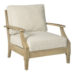 Signature Design by Ashley Clare View Brown Wood Frame Slat Lounge Chair Beige