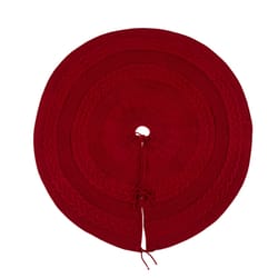 Glitzhome Red Knitted Christmas Tree Skirt 0.3 in.