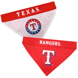 Pets First Red/White Texas Rangers Cotton/Nylon Dog Collar Bandana Small/Medium