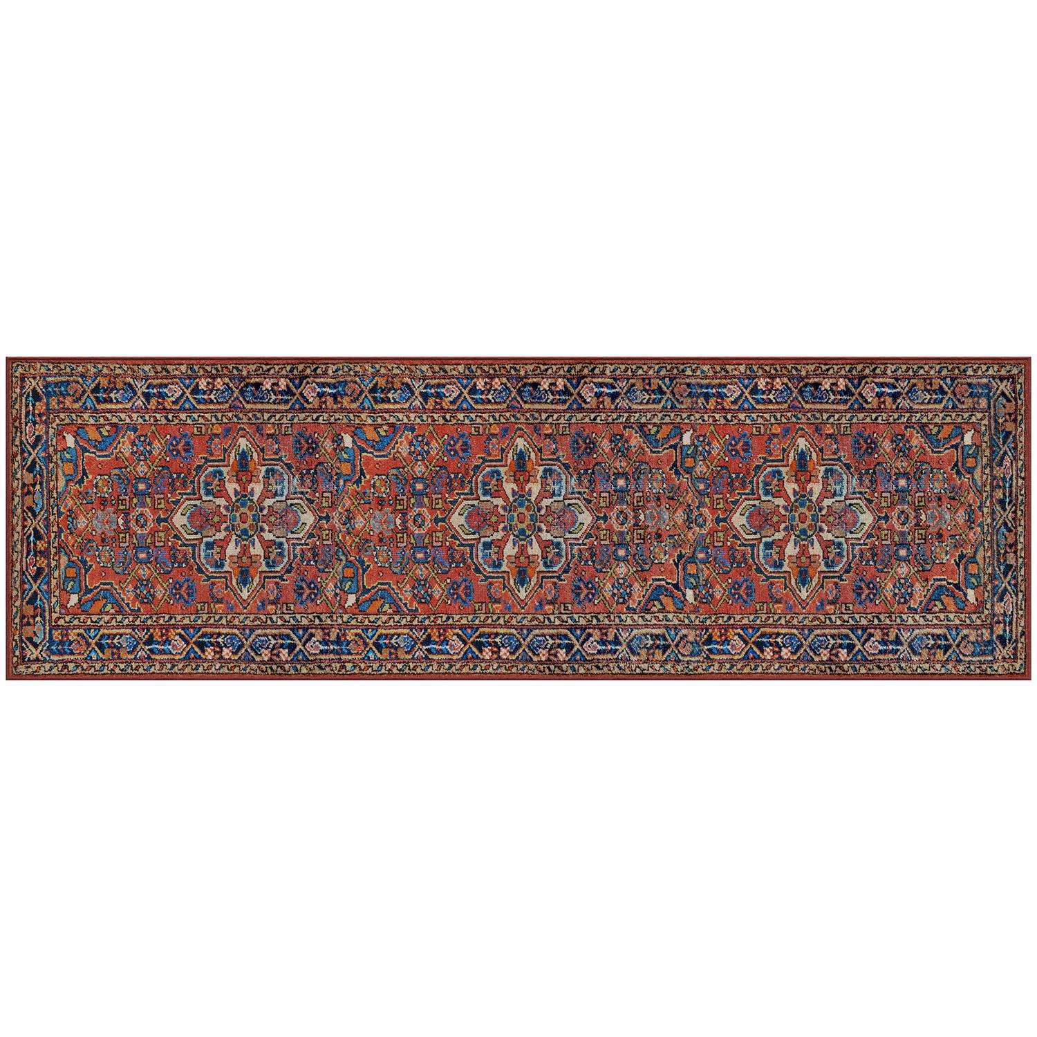 Gel Pro NeverMove Esther 76 in. L X 24 in. W Vintage Red Tribal Polyester Runner Mat Ace Hardware