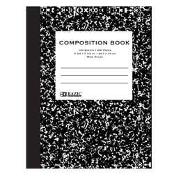 Bazic Products 9-3/4 in. W X 7-1/2 in. L Wide Ruled Stitched Black Marble Composition Book