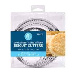 R&M International Double Sided Biscuit Cutter Silver 6 pc