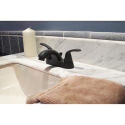 Huntington Brass Matte Black Centerset Bathroom Sink Faucet 4 in.