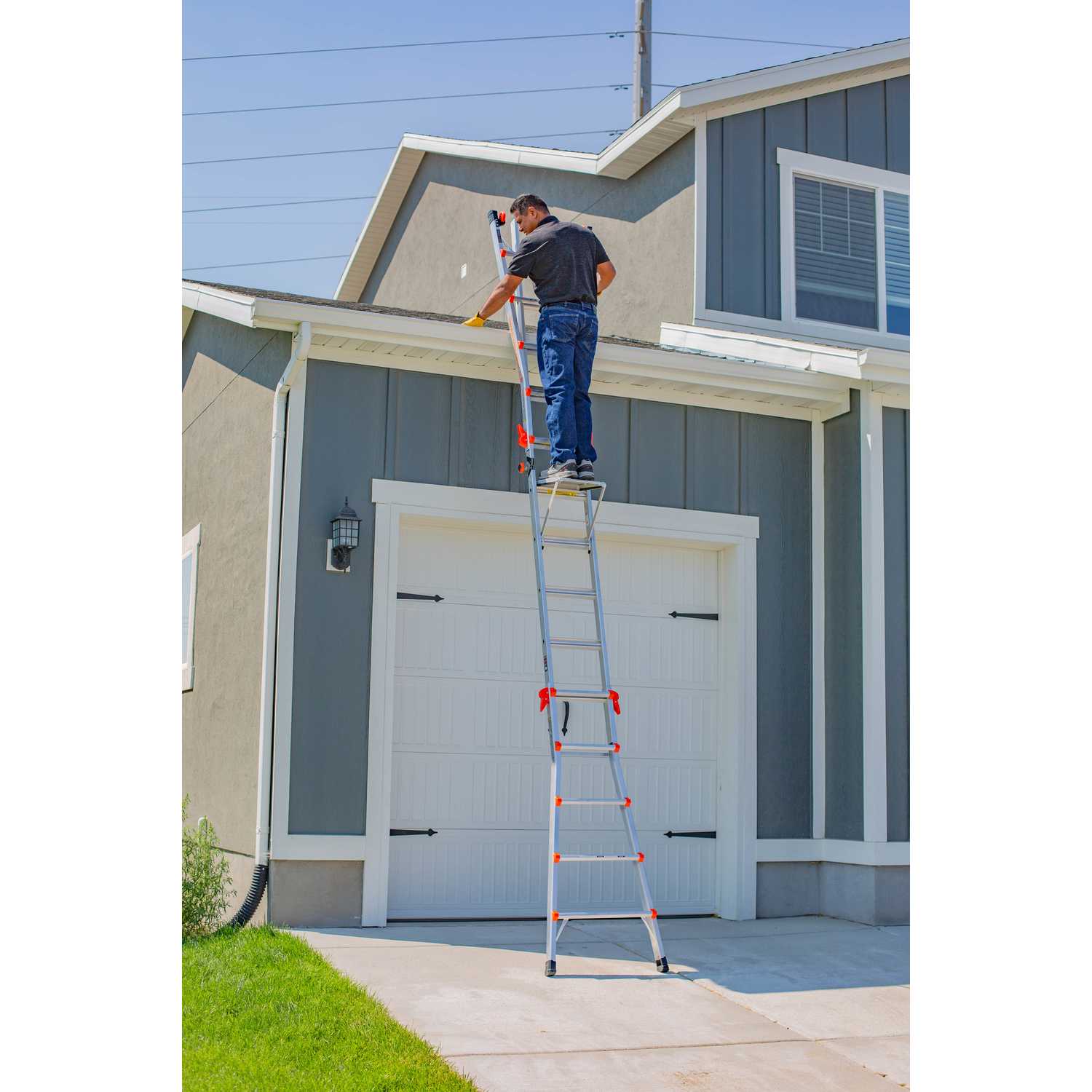 Little Giant 22 ft. H Aluminum Articulating Ladder Type IA 300 lb ...