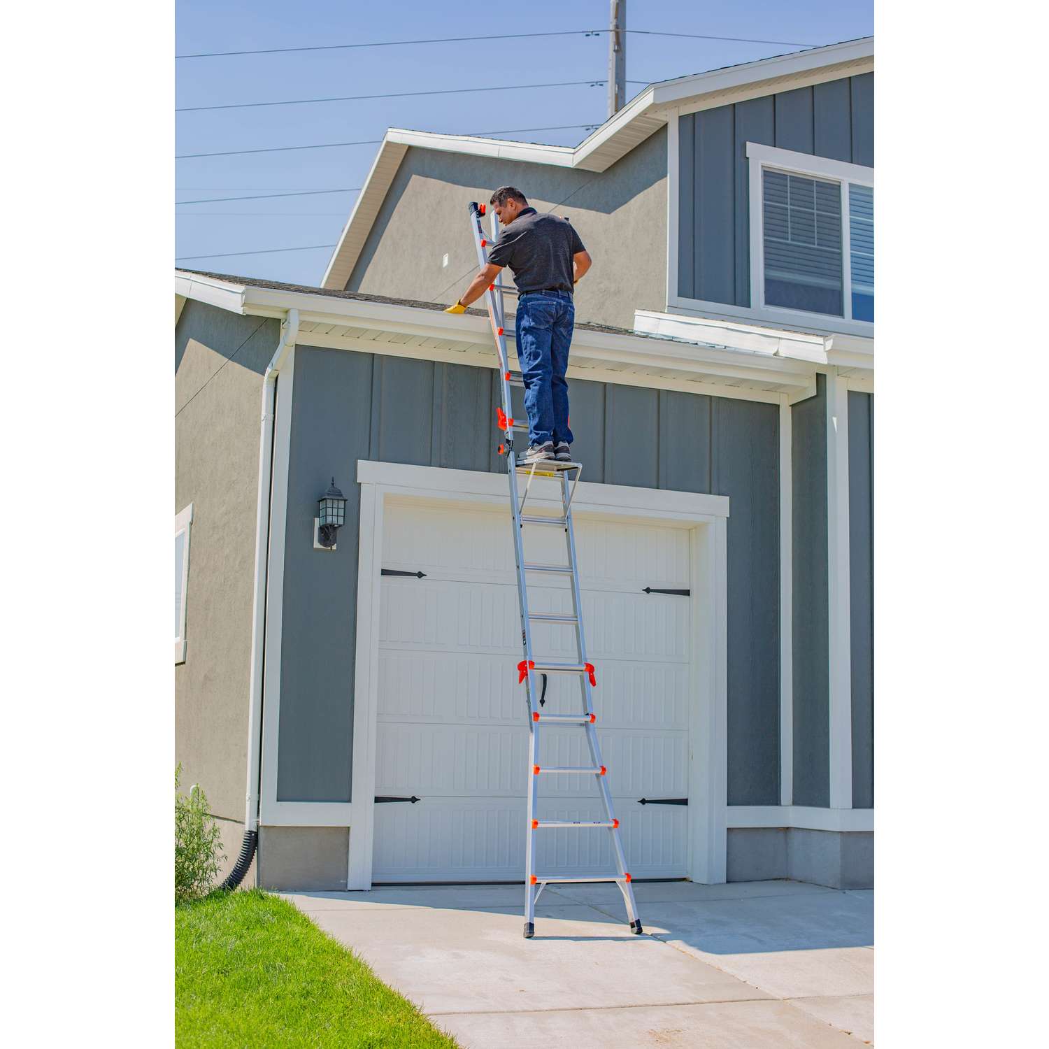 Little Giant 22 ft. H Aluminum Articulating Ladder Type IA 300 lb
