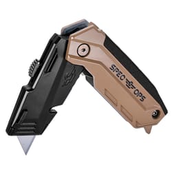 Spec Ops 6.25 in. Folding Utility Knife Black/Tan 1 pc