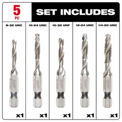 Milwaukee Shockwave Metal Drill and Tap Set Hex Shank 5 pc