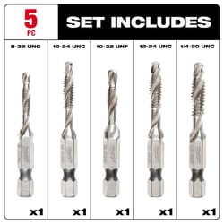 Milwaukee Shockwave Metal Drill and Tap Set Hex Shank 5 pc