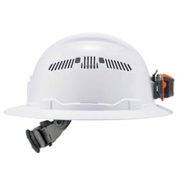 Ergodyne Skullerz 4-Point Ratchet Full Brim Hard Hat with LED Light White Vented