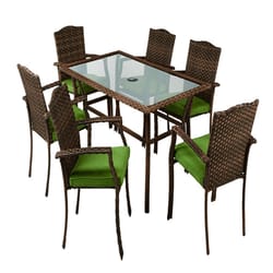 Living Accents Peyton 7 pc Brown Dining Set Green