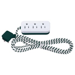 Globe Electric 8 ft. L 3 outlets Power Strip Green/White