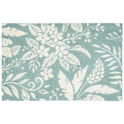 Simple Spaces 21 in. W X 33 in. L Blue/White Tropical Spa Polyester Accent Rug