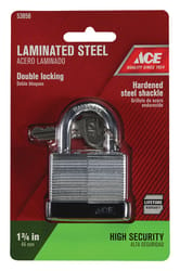 Ace 1-3/8 in. H X 1-3/4 in. W X 1-1/16 in. L Steel Double Locking Padlock