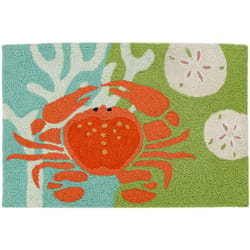 Jellybean 20 in. W X 30 in. L Multi-Color Red Crab and Sanddollars Polyester Accent Rug