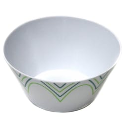 Chef Craft White with Green and Blue Lines Plastic Bowl 20 oz oz