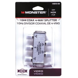 Monster Just Hook It Up 4 Way Coax Splitter 75 ohm 1000 MHz 1 pk