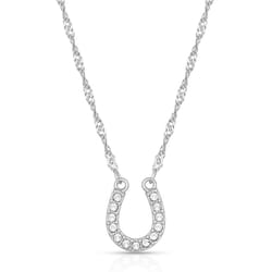 Montana Silversmiths Women's Crystal Clear Lucky Horseshoe Silver Necklace Water Resistant