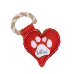 Pavilion Furever Pawsome Red/White Polyester Heart Squeak Dog Toy 9.5 in. 1 pk