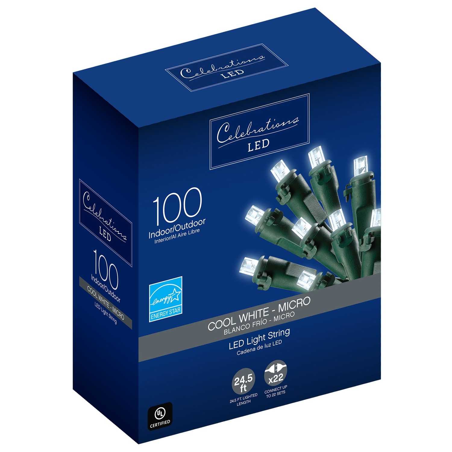 Celebrations LED LED Micro Light Set Cool White 24.75 ft. 100 lights