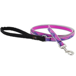 Lupine Pet Reflective Pink Paws Nylon Dog Leash