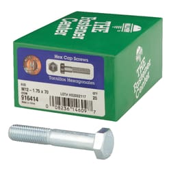 HILLMAN M12-1.75 mm D X 70 mm L Heat Treated Steel Hex Head Cap Screw 1 pk